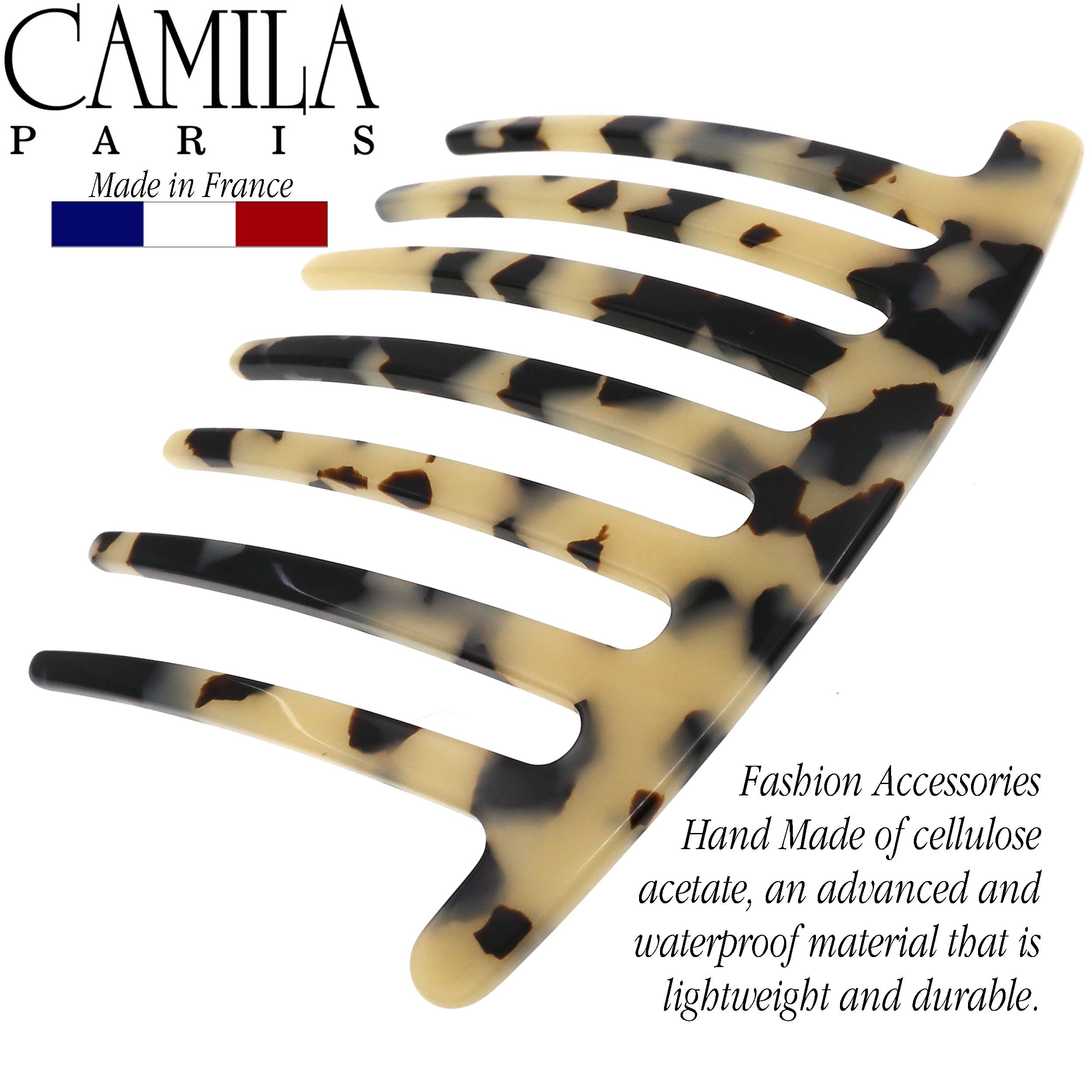Camila Paris Detangling French side comb cellulose acetate handmade