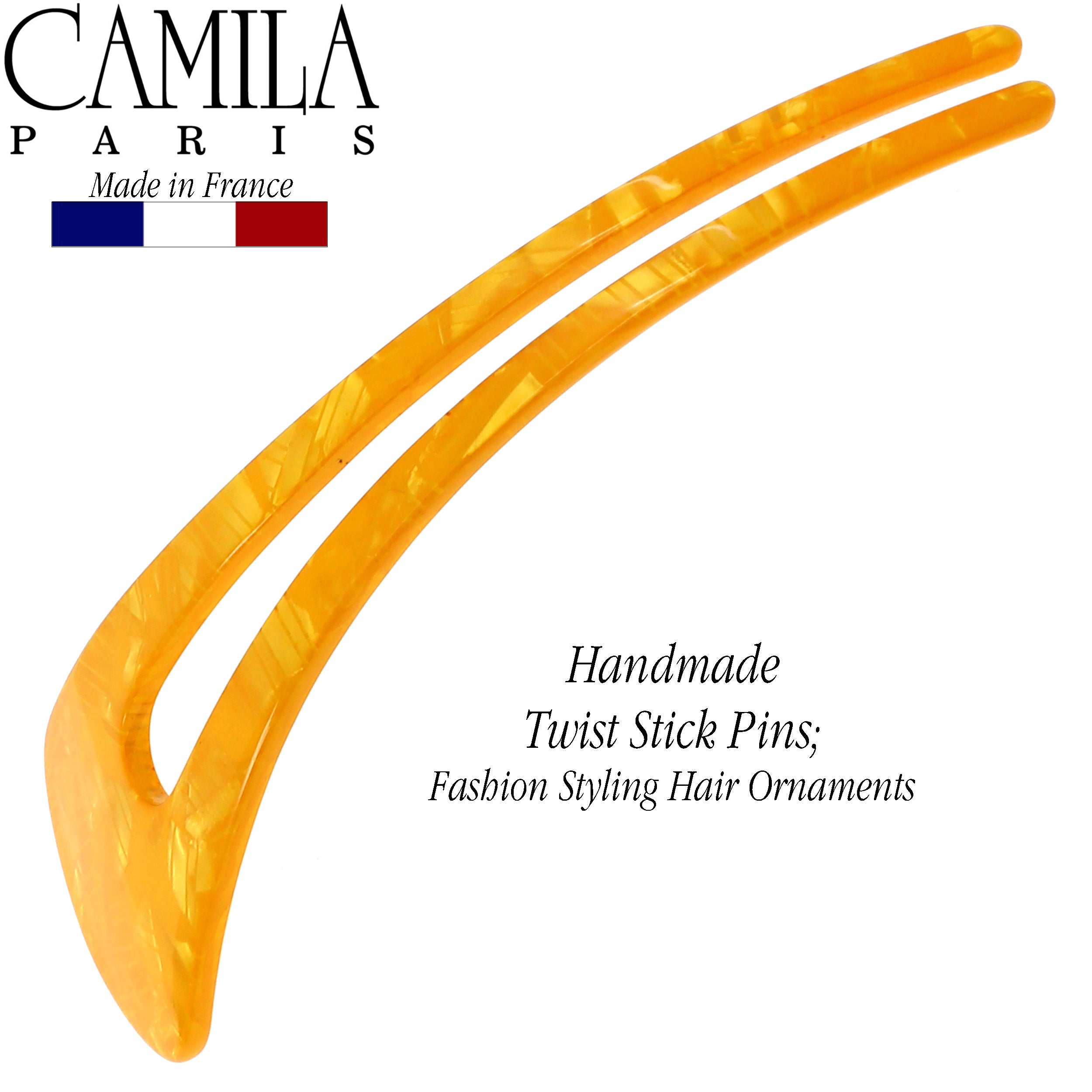 Camila Paris Brown Wishbone French hair stick cellulose acetate