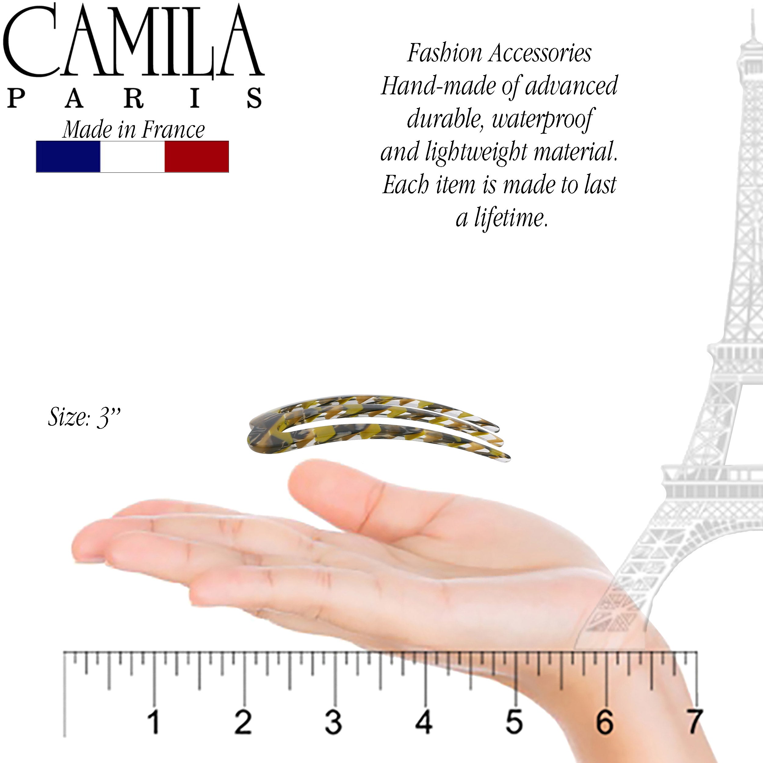 Camila Paris 3 inch French hair stick cellulose acetate