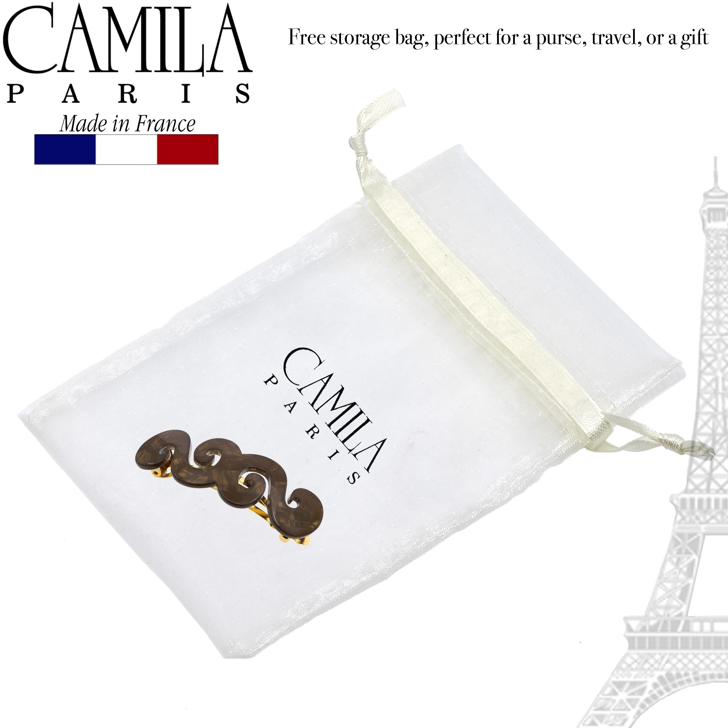 Camila Paris Onyx French barrette cellulose acetate handmade