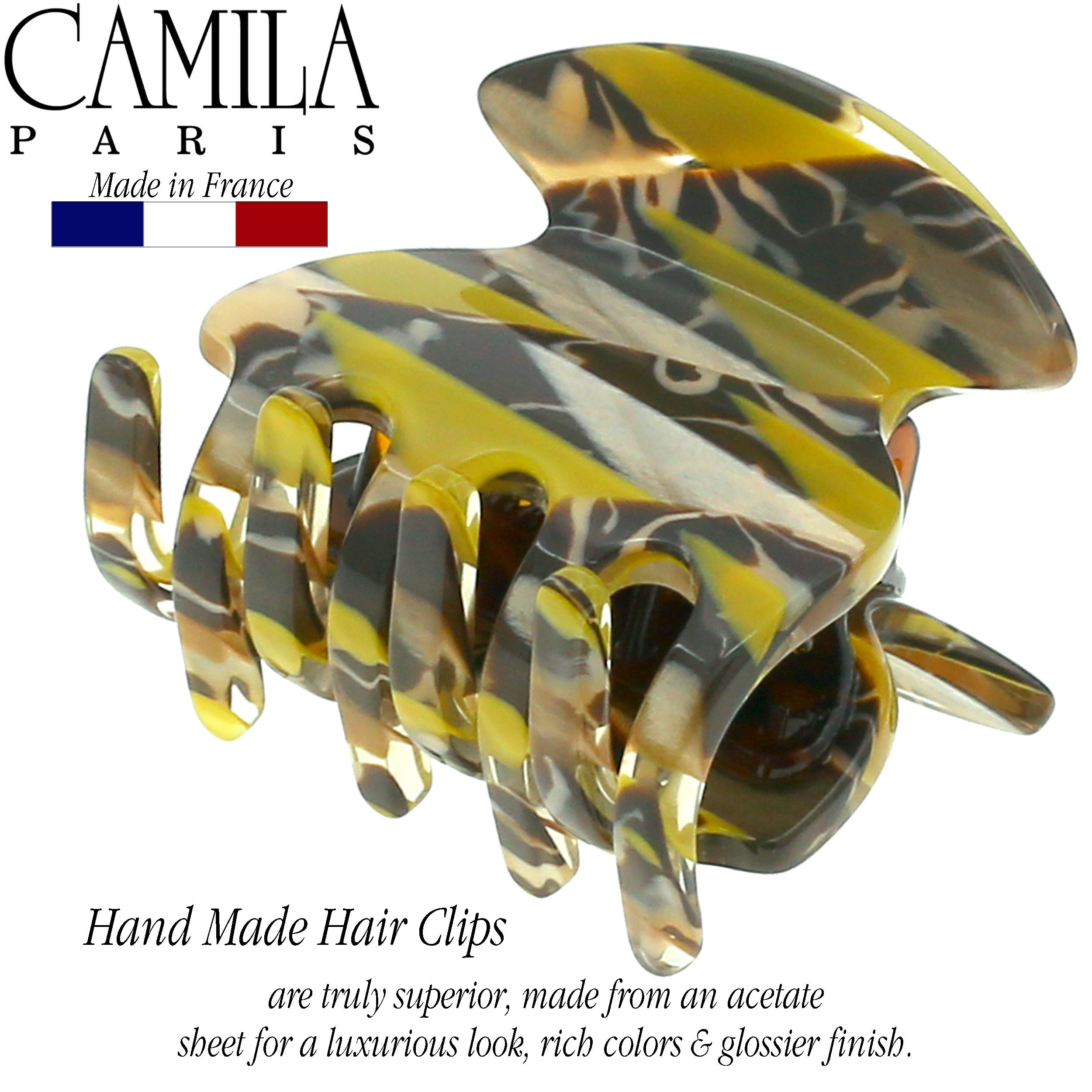 Camila Paris Spring Covered French hair clip cellulose acetate handmade