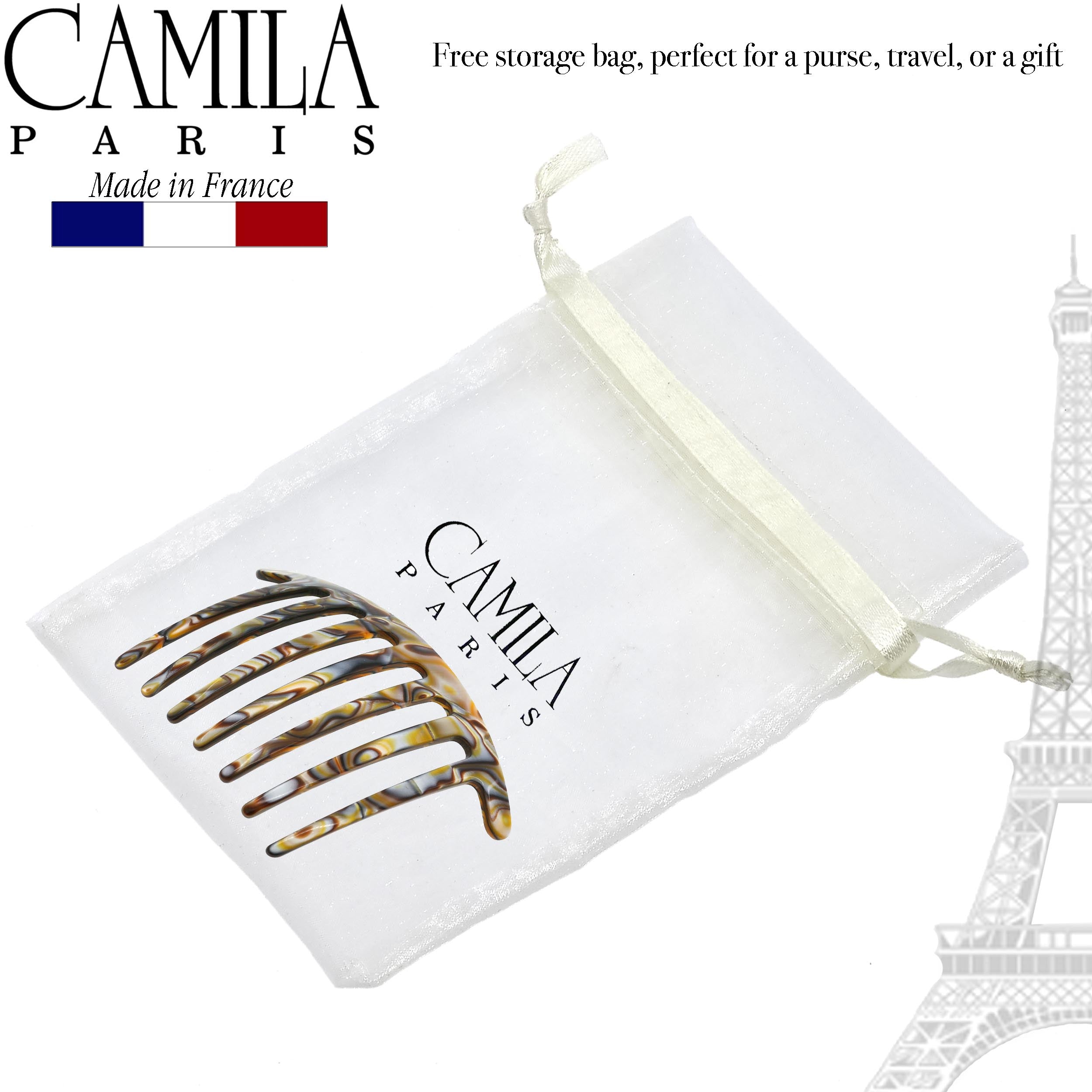 Camila Paris Detangling French side comb cellulose acetate handmade
