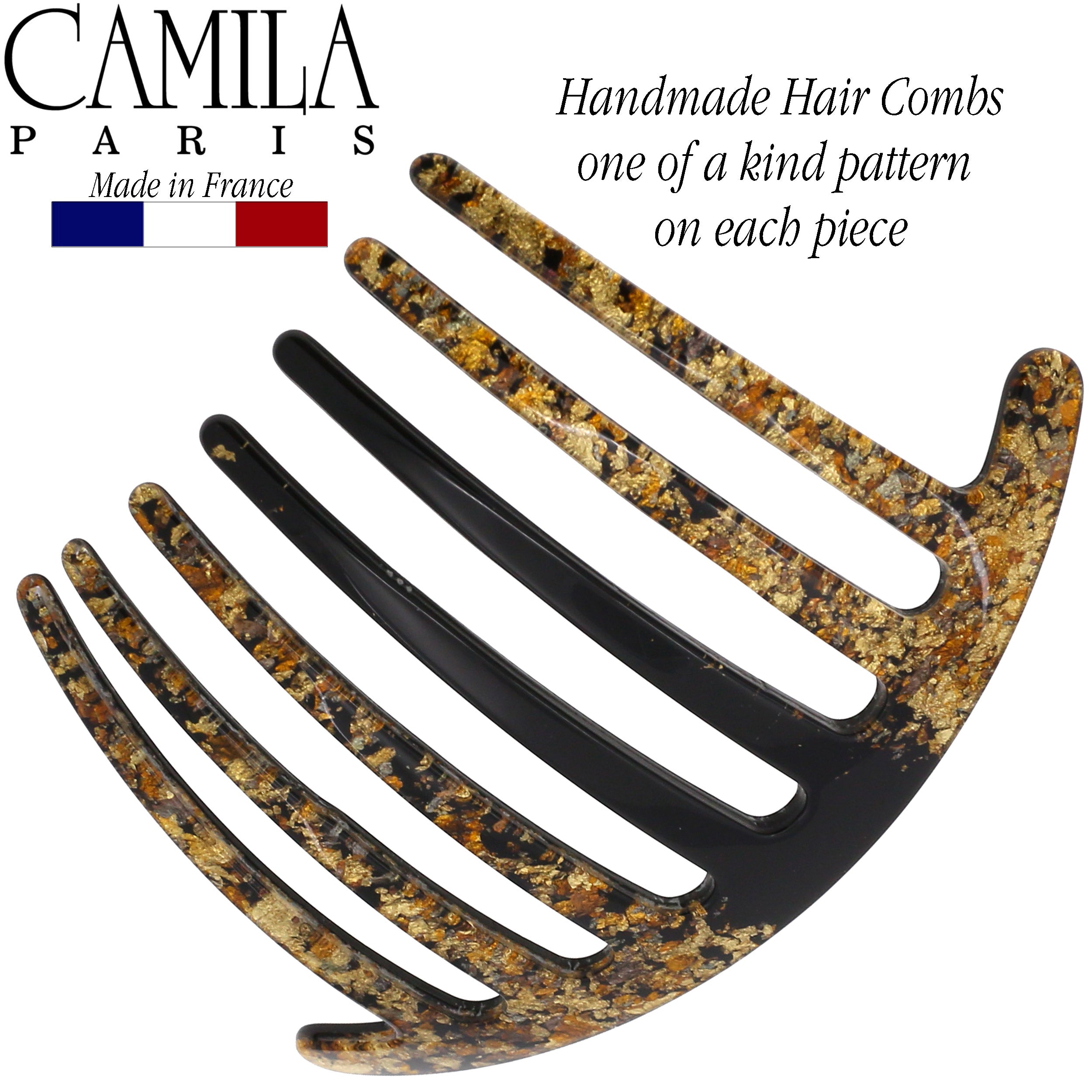 Camila Paris Detangling French side comb cellulose acetate handmade