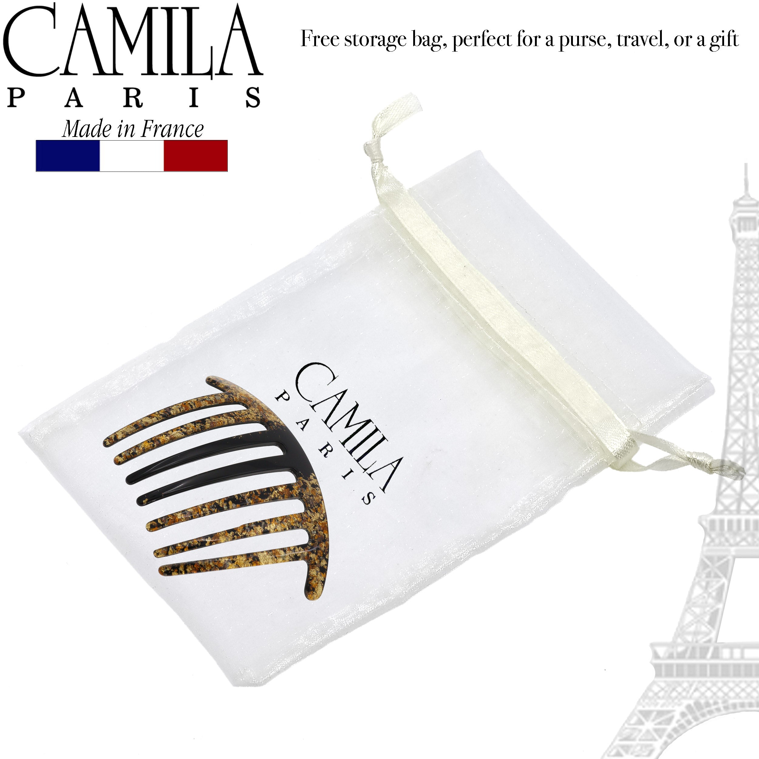 Camila Paris Detangling French side comb cellulose acetate handmade