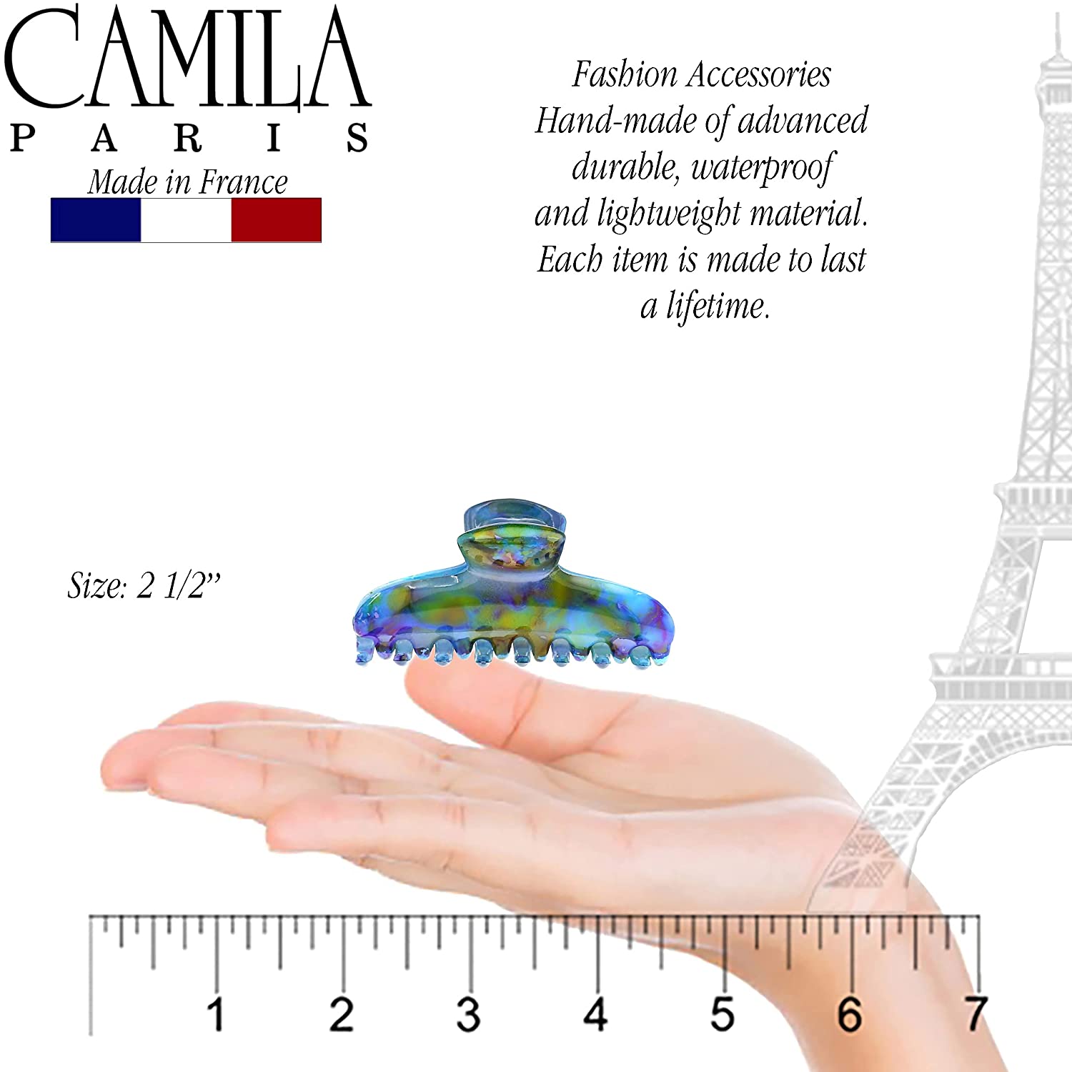 Camila Paris 3.75 Inch Victoria French hair clip cellulose acetate