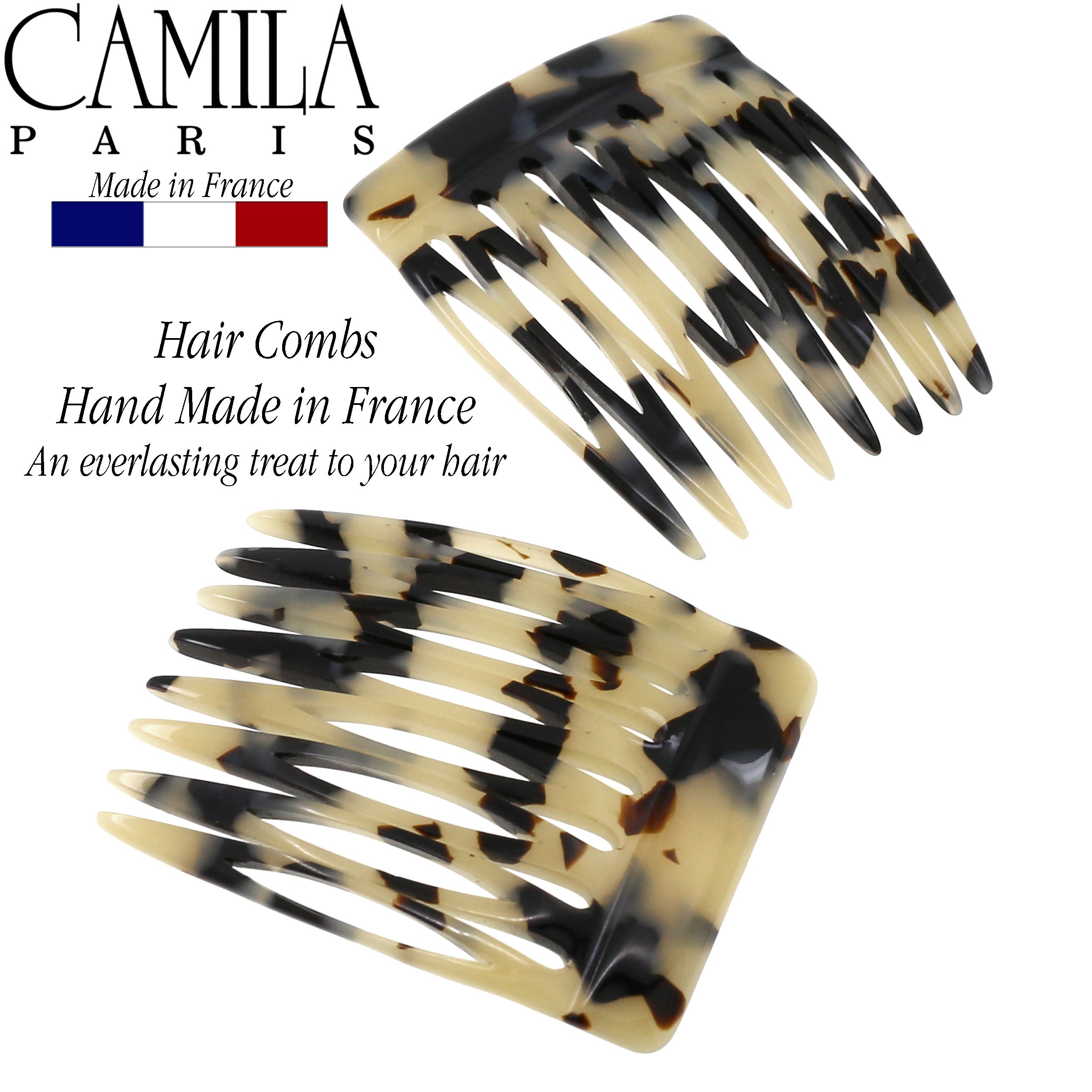 Camila Paris Detangling French side comb cellulose acetate handmade