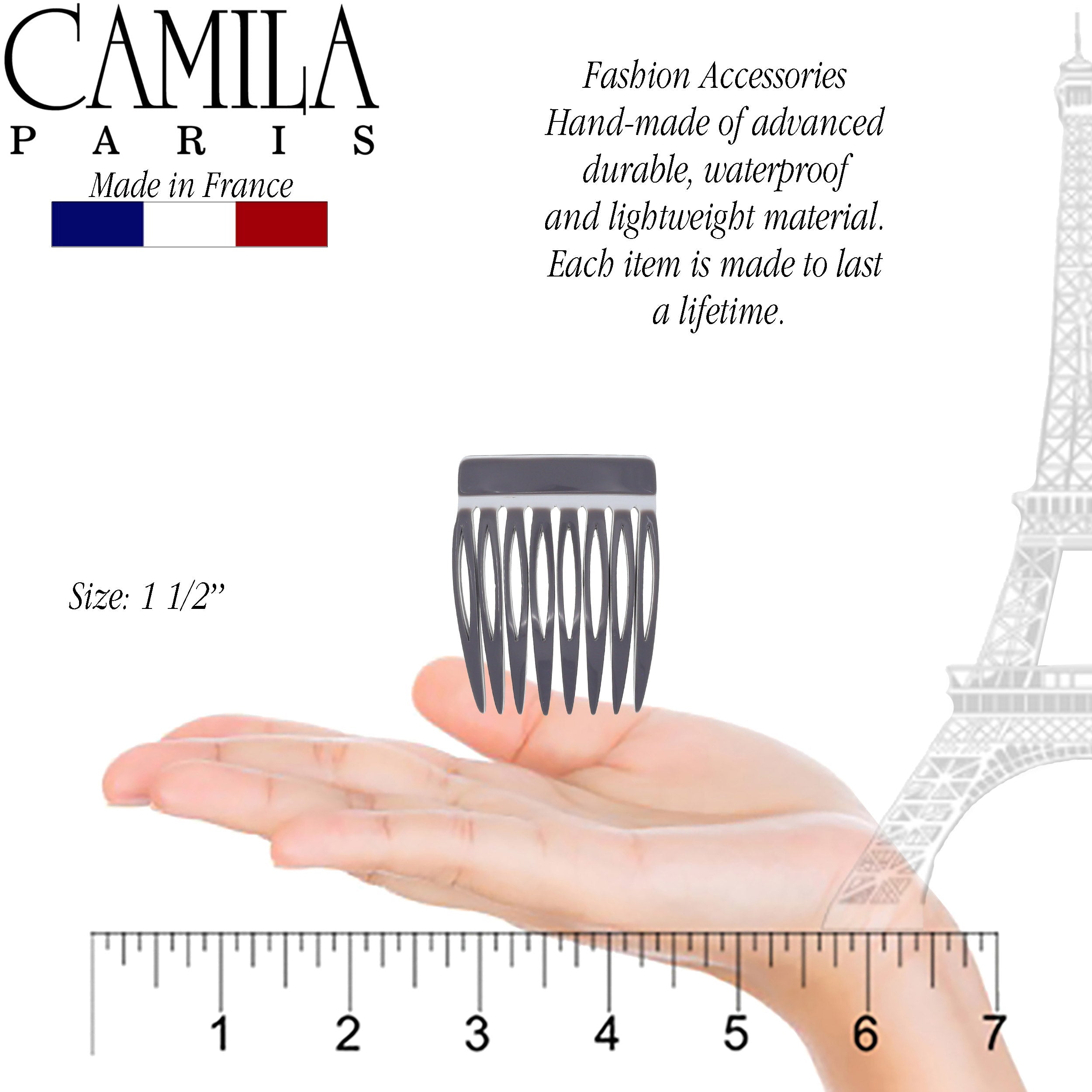 Camila Paris Detangling French side comb cellulose acetate handmade