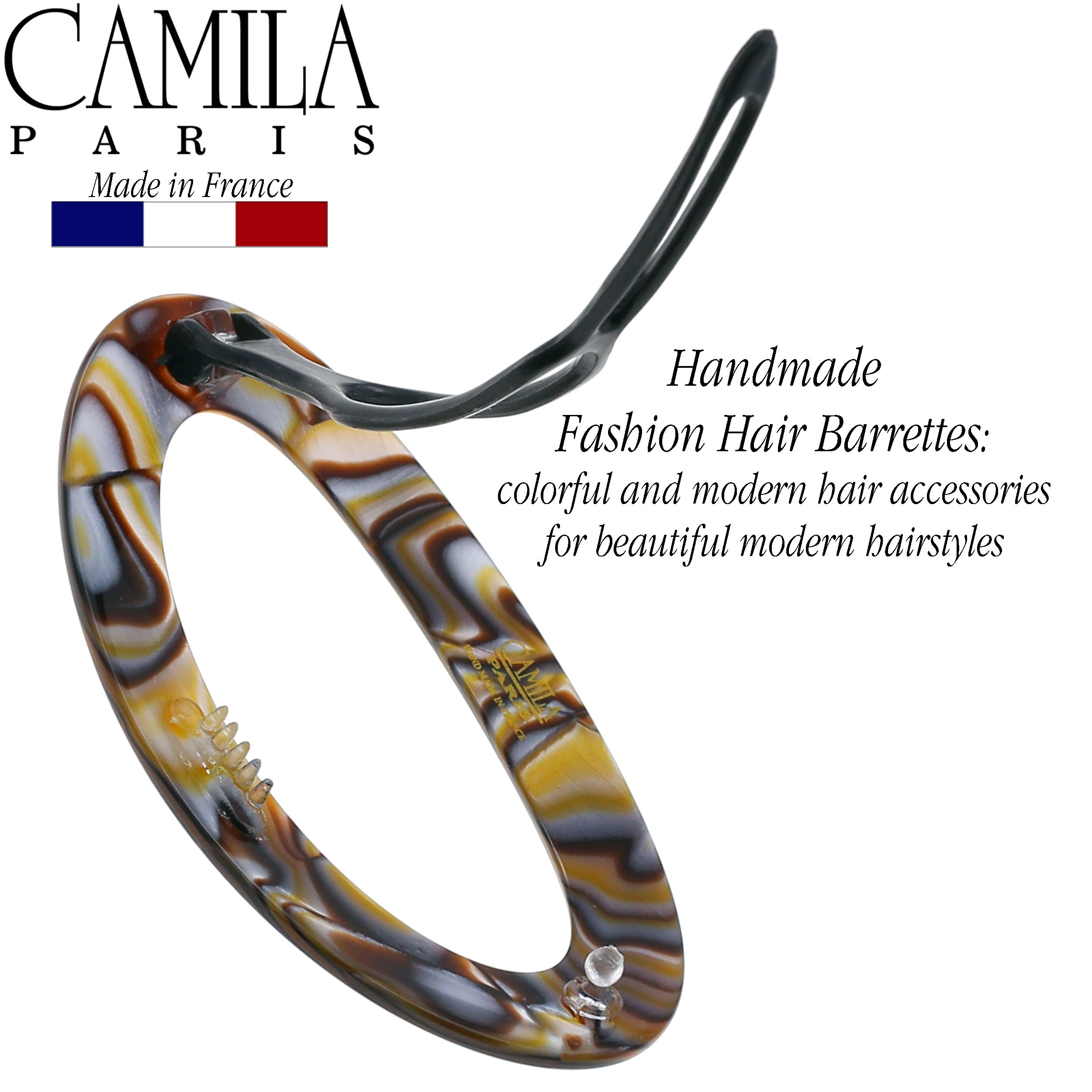 Camila Paris 3x2 Inch Metal-Free French barrette cellulose acetate handmade
