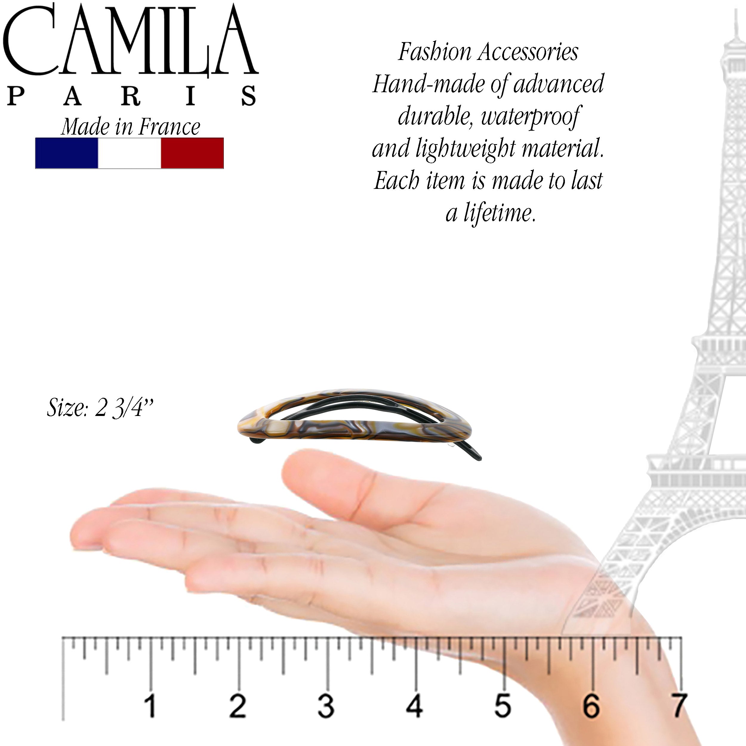 Camila Paris 3x2 Inch Metal-Free French barrette cellulose acetate handmade
