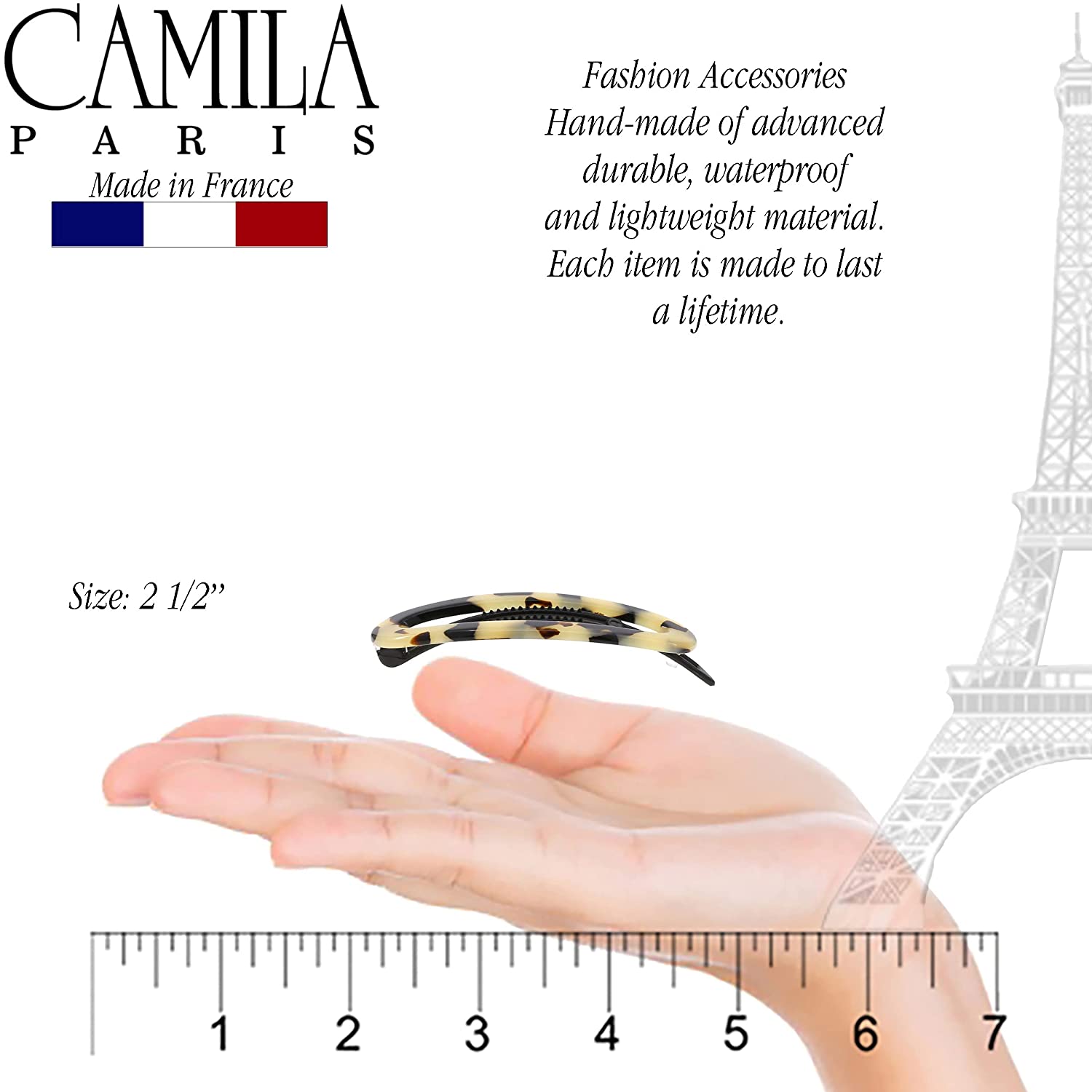 Camila Paris 2.5 inch Metal-Free French barrette cellulose acetate