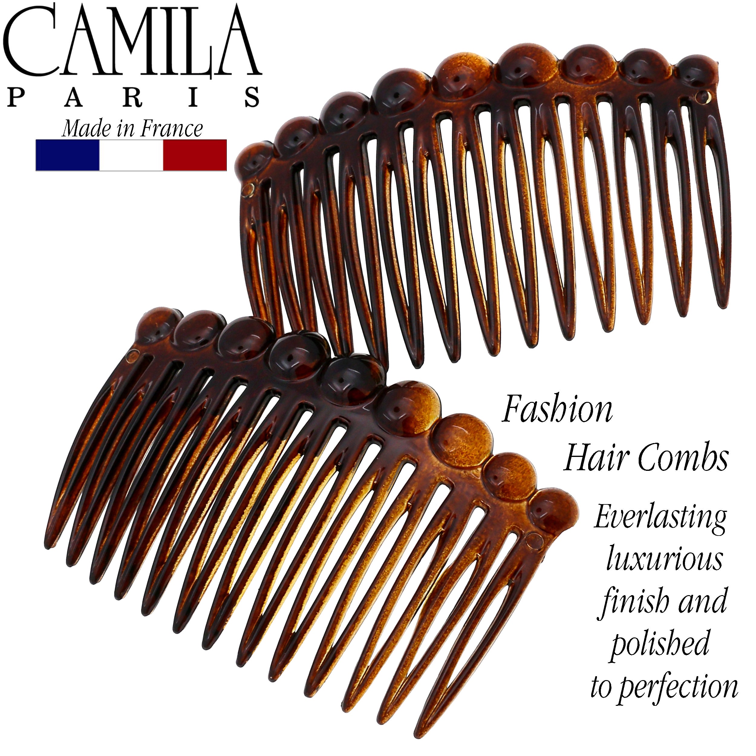 Camila Paris White Detangling French side comb cellulose acetate