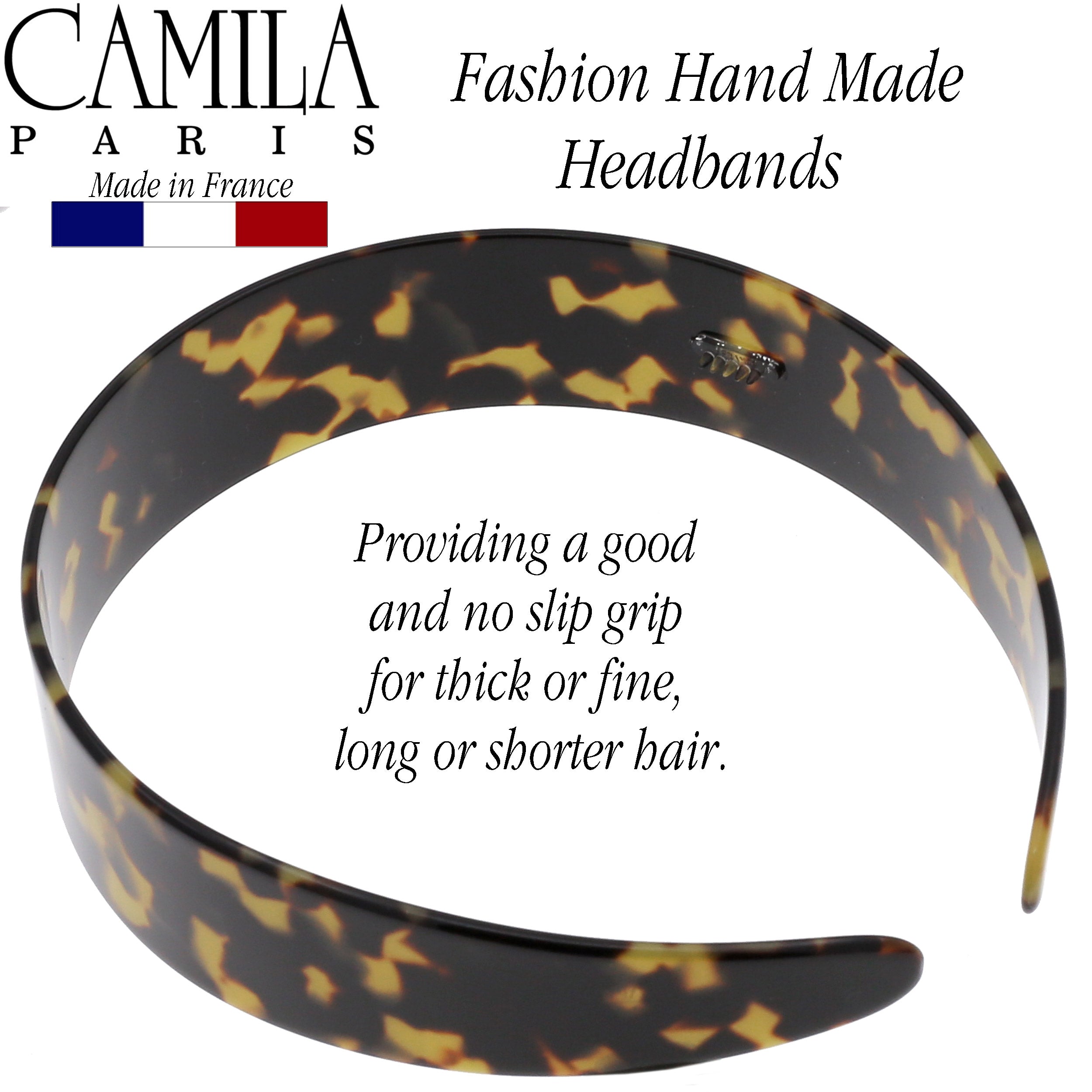 Camila Paris White and Gray 1.2 inch Classic Flat French headband cellulose acetate
