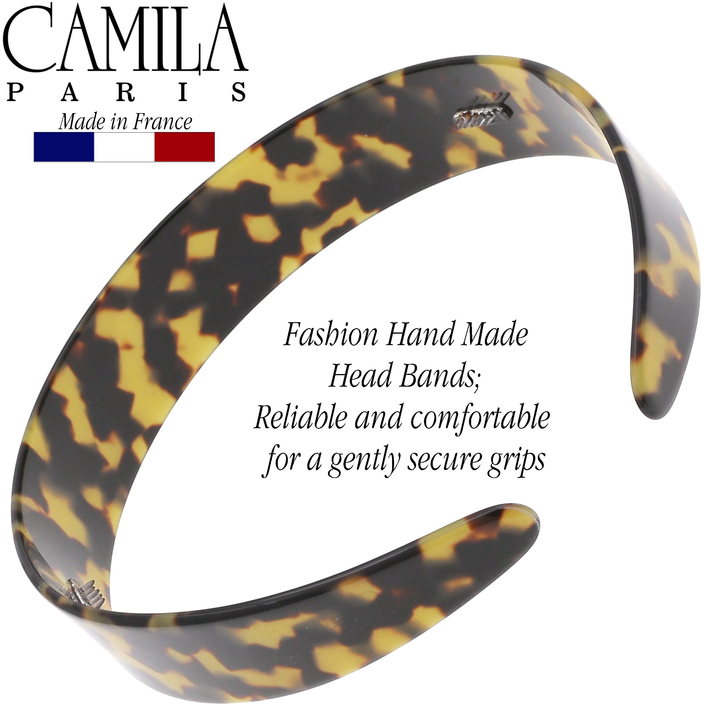 Camila Paris White and Grey 1 inch Classic Flat French headband cellulose acetate