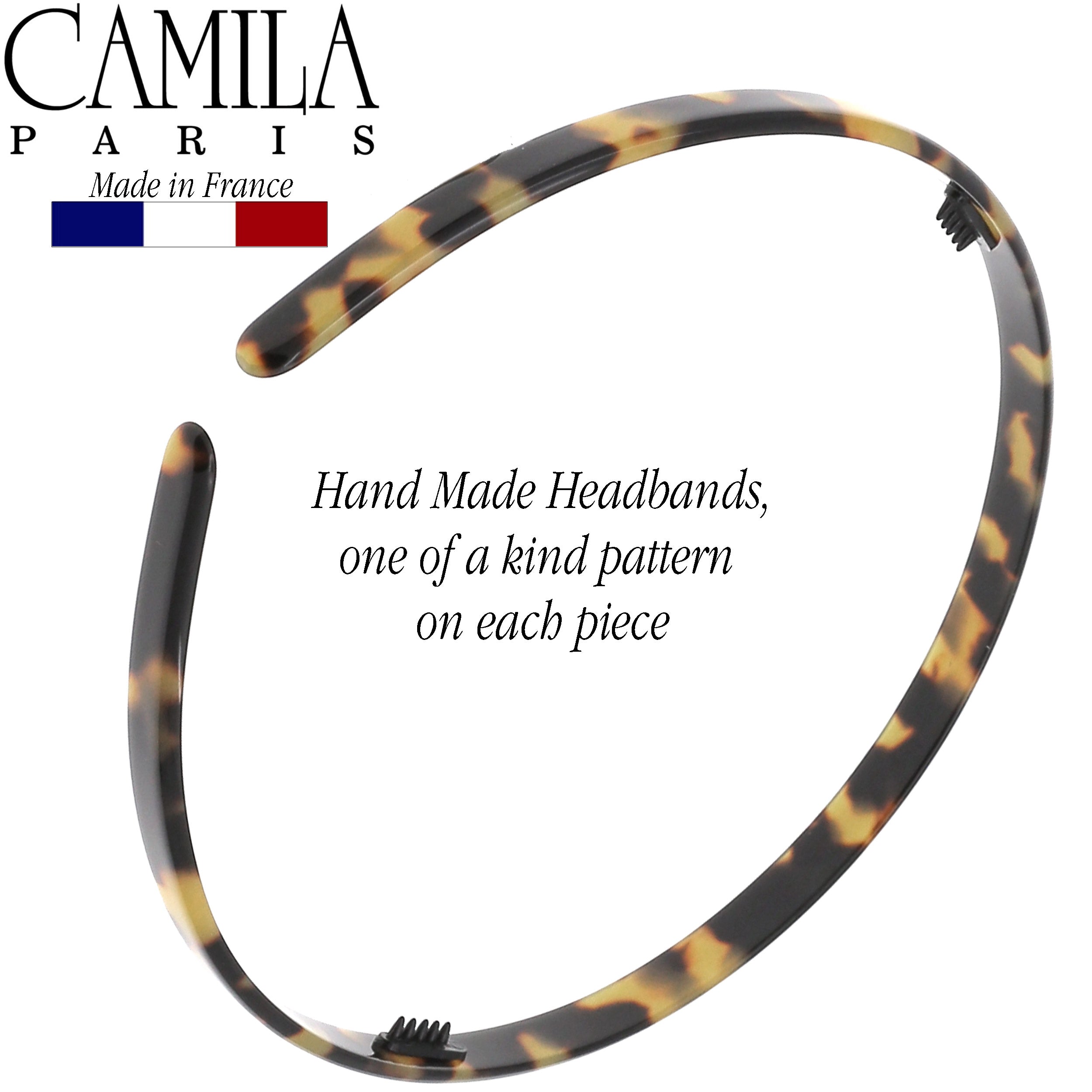 Camila Paris White and Grey 0.25 inch Classic Flat French headband cellulose acetate