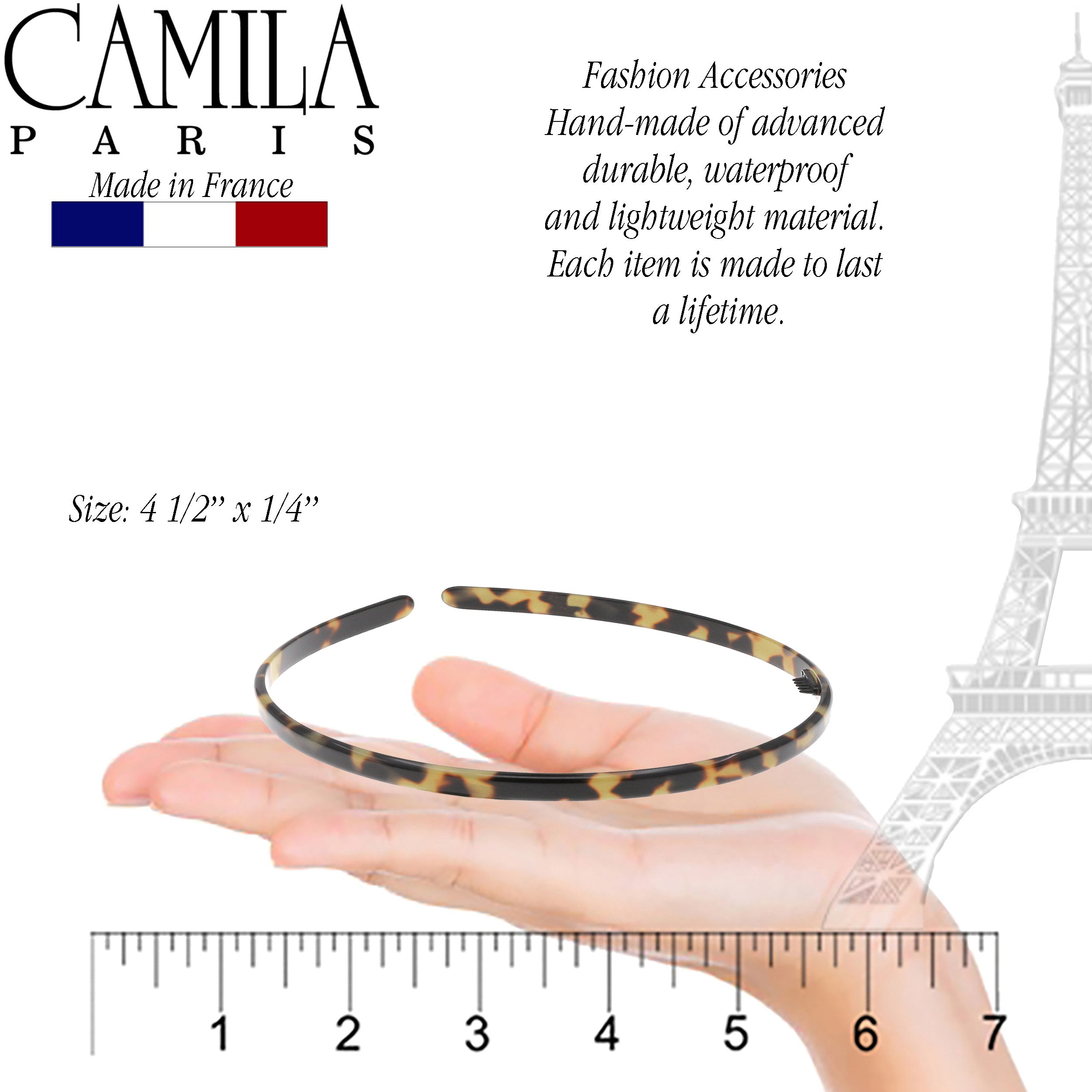 Camila Paris White Tokyo 0.25 inch Classic Flat French headband cellulose acetate