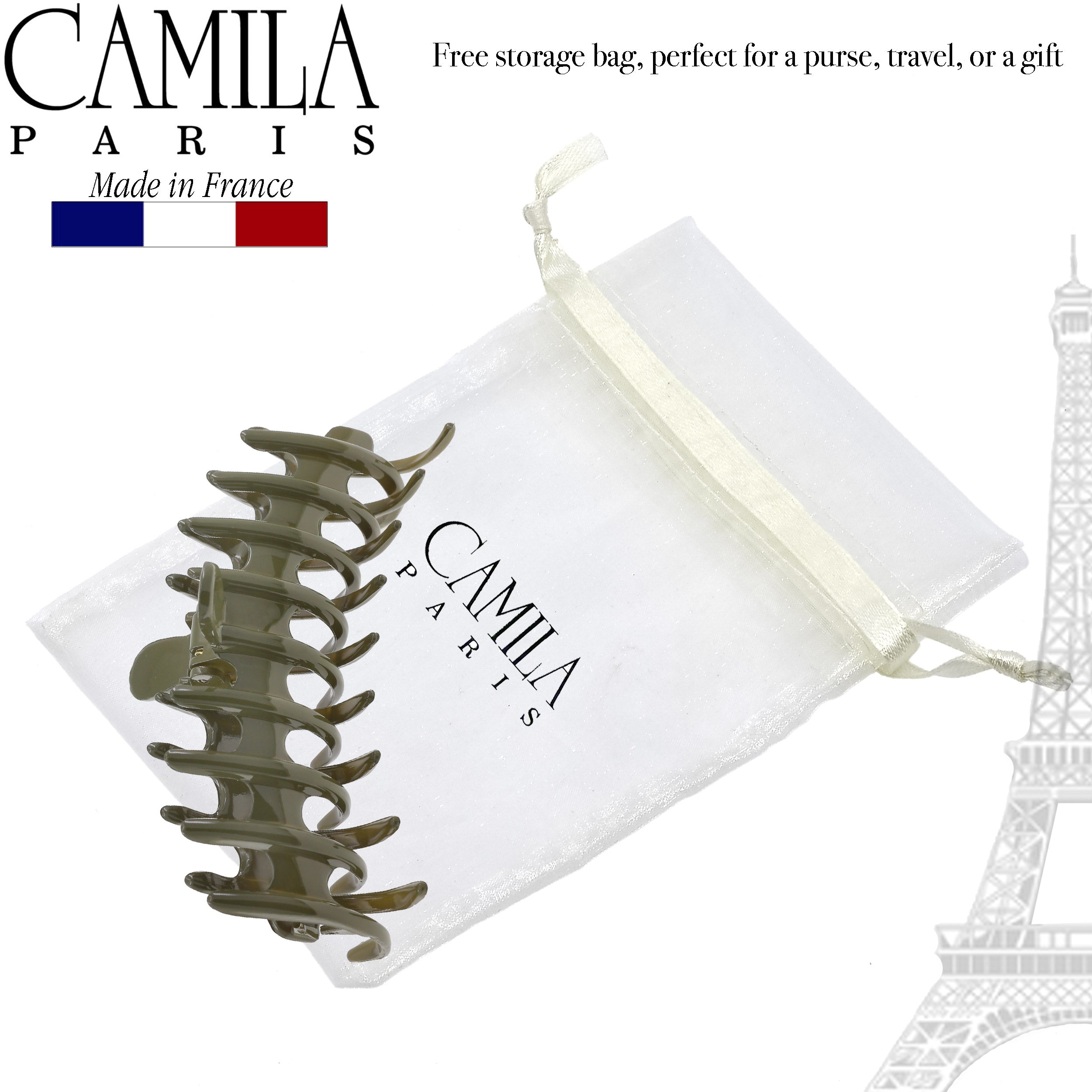 Camila Paris Coral French hair clip cellulose acetate