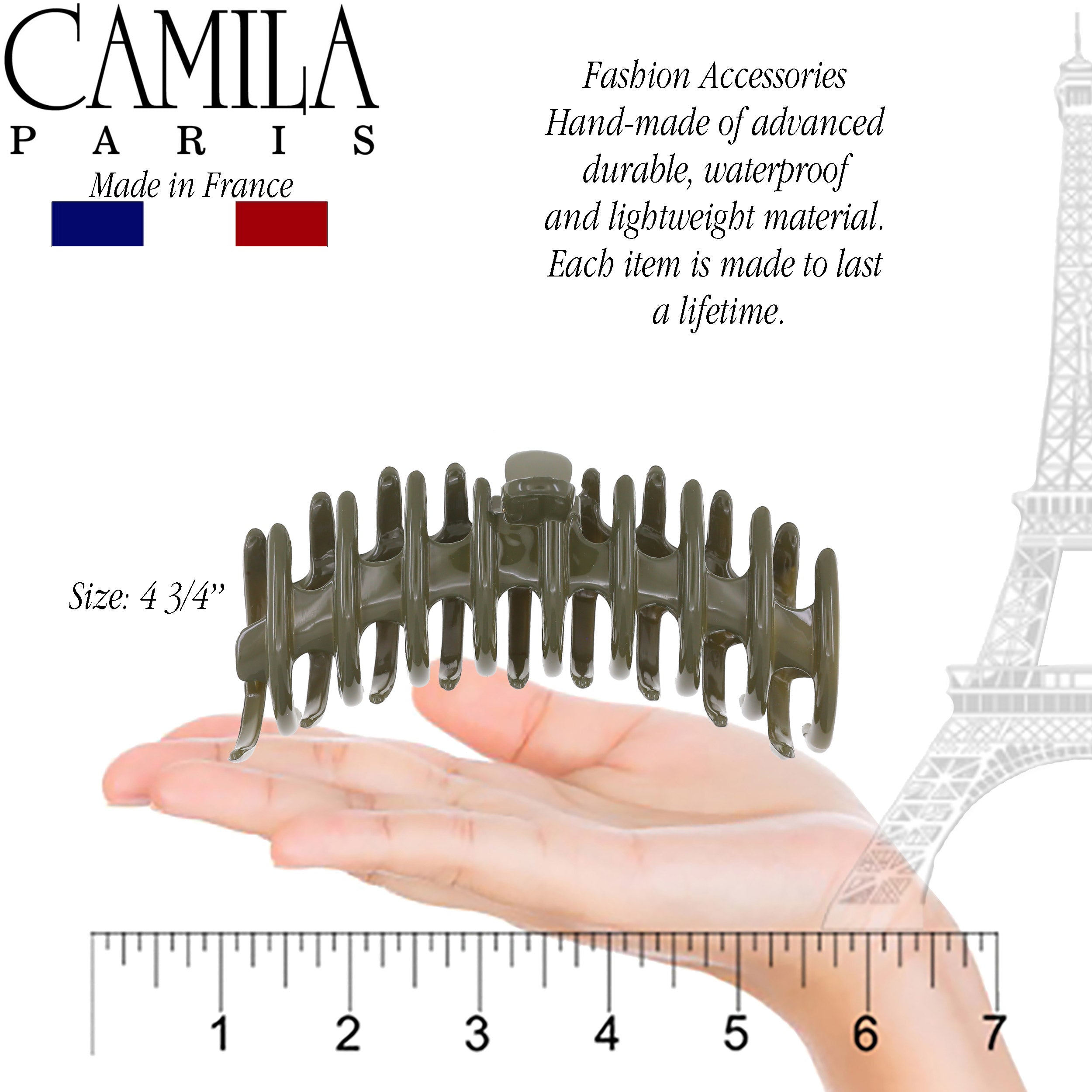 Camila Paris Coral French hair clip cellulose acetate