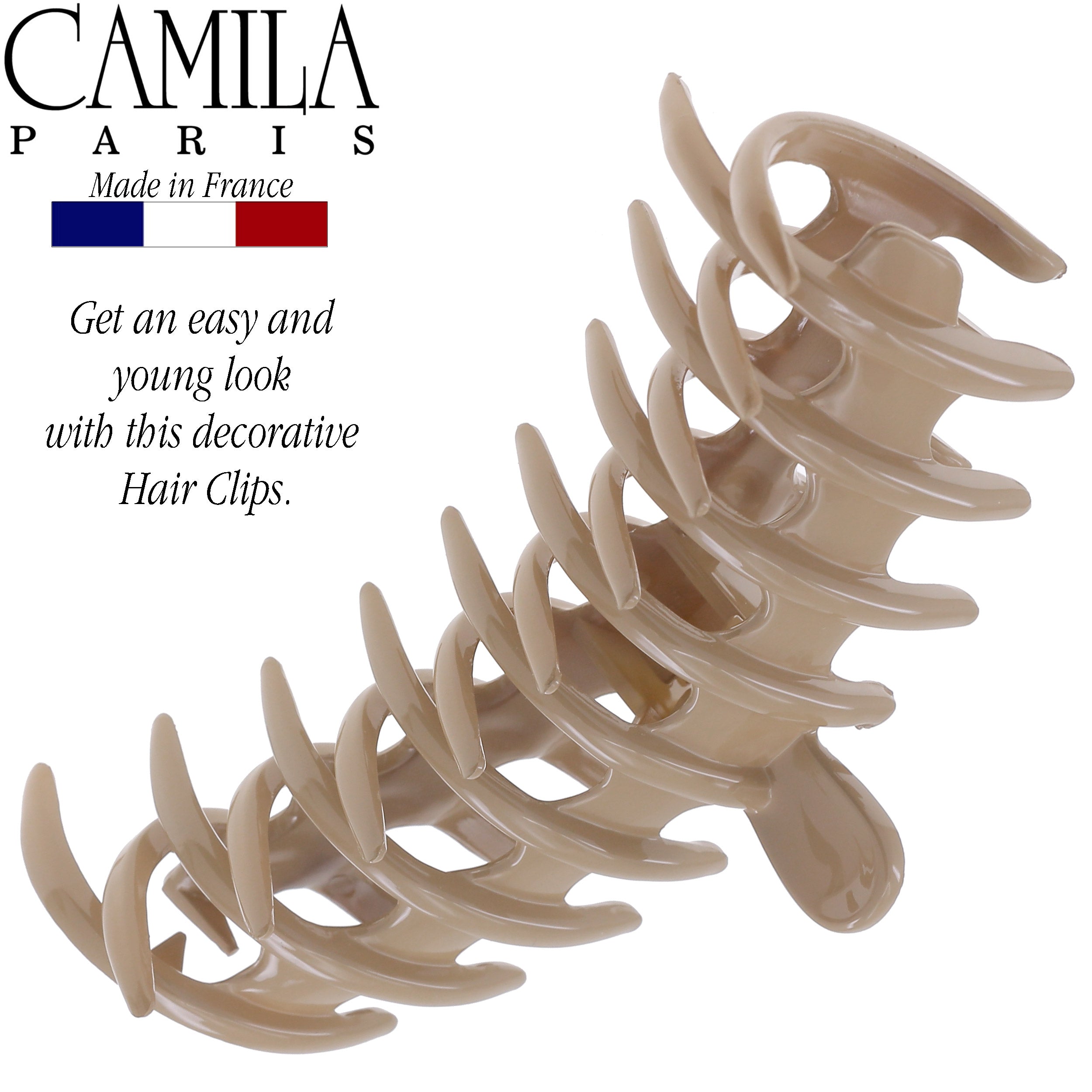 Camila Paris Coral French hair clip cellulose acetate