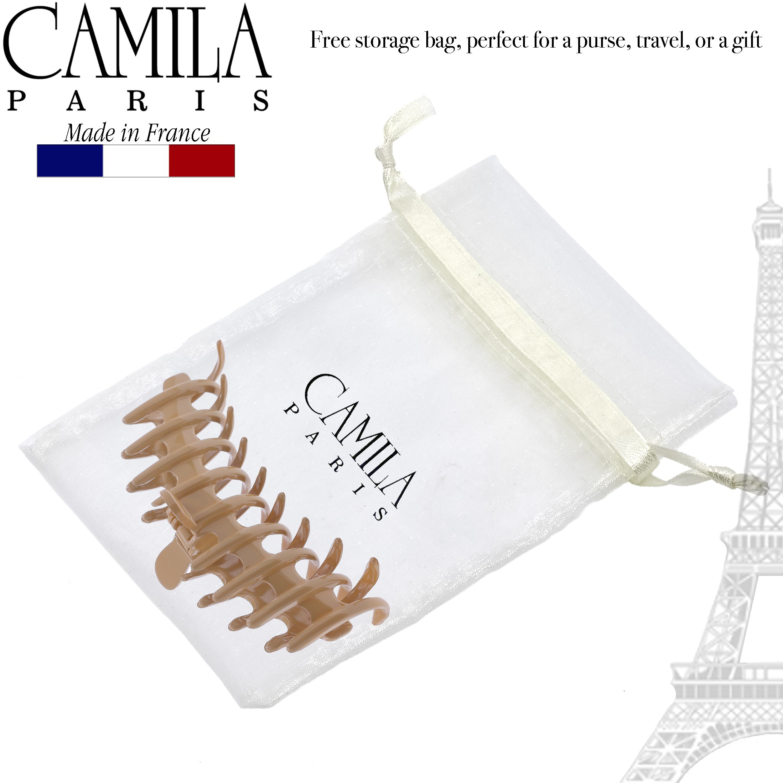 Camila Paris Coral French hair clip cellulose acetate