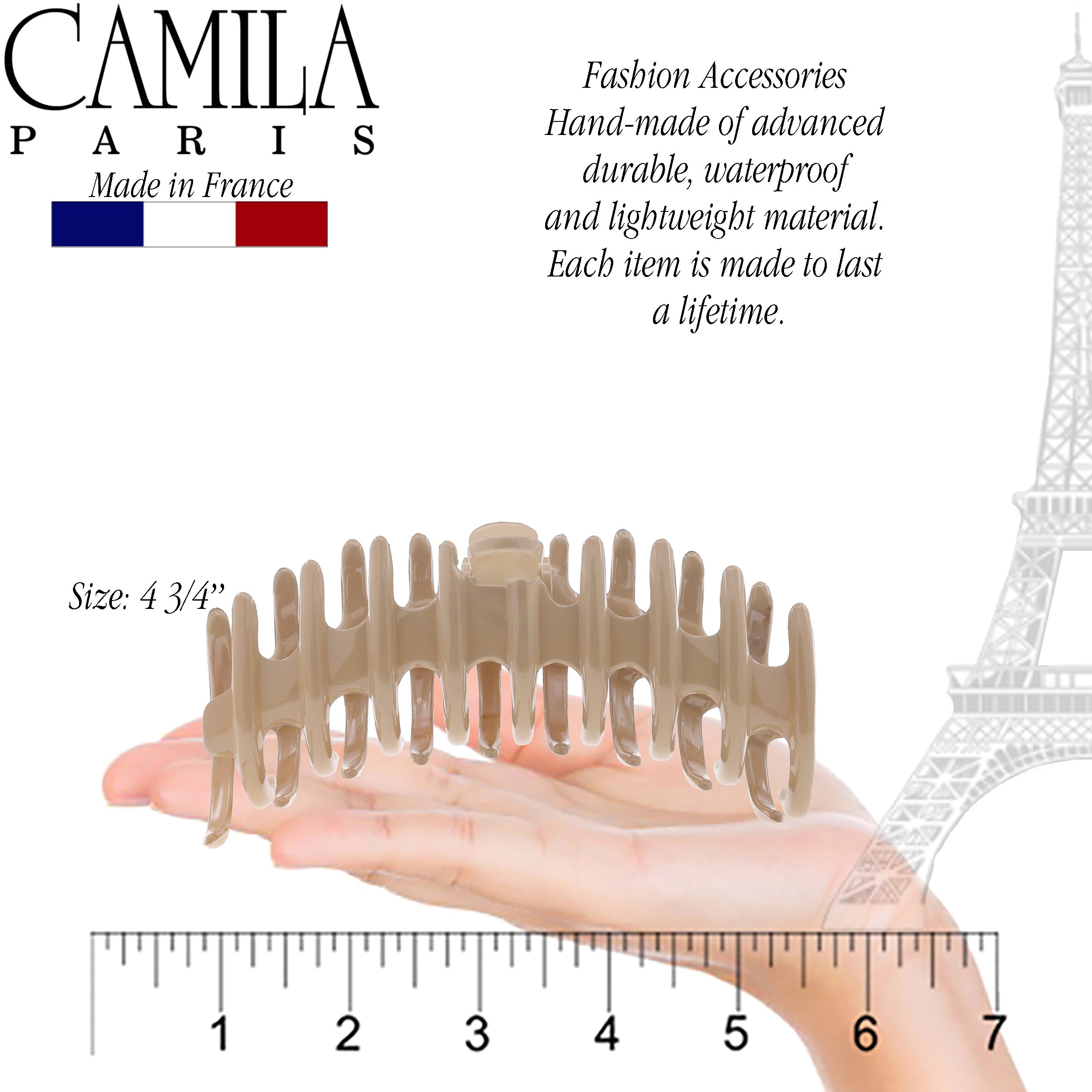 Camila Paris Coral French hair clip cellulose acetate