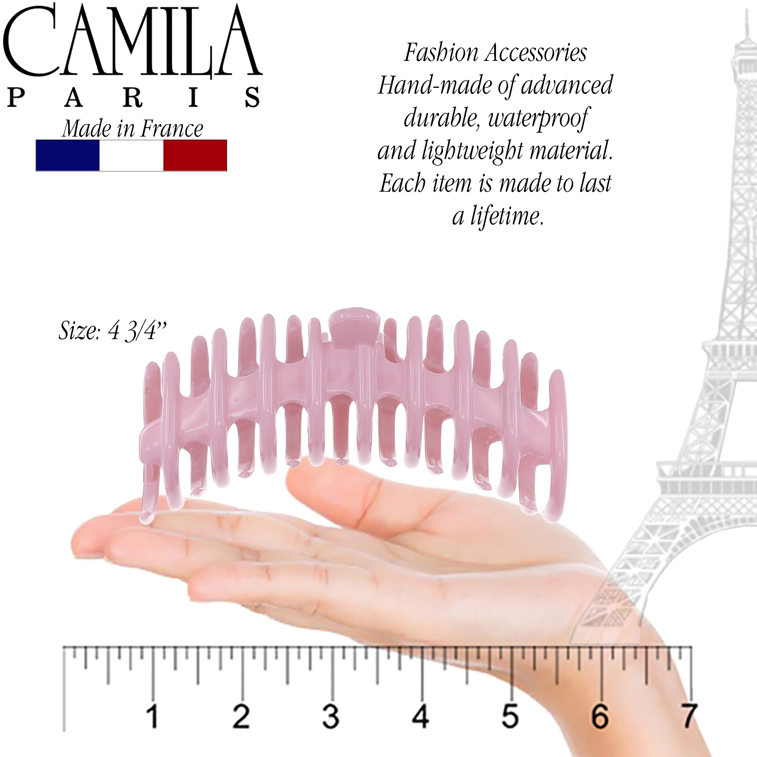 Camila Paris Coral French hair clip cellulose acetate