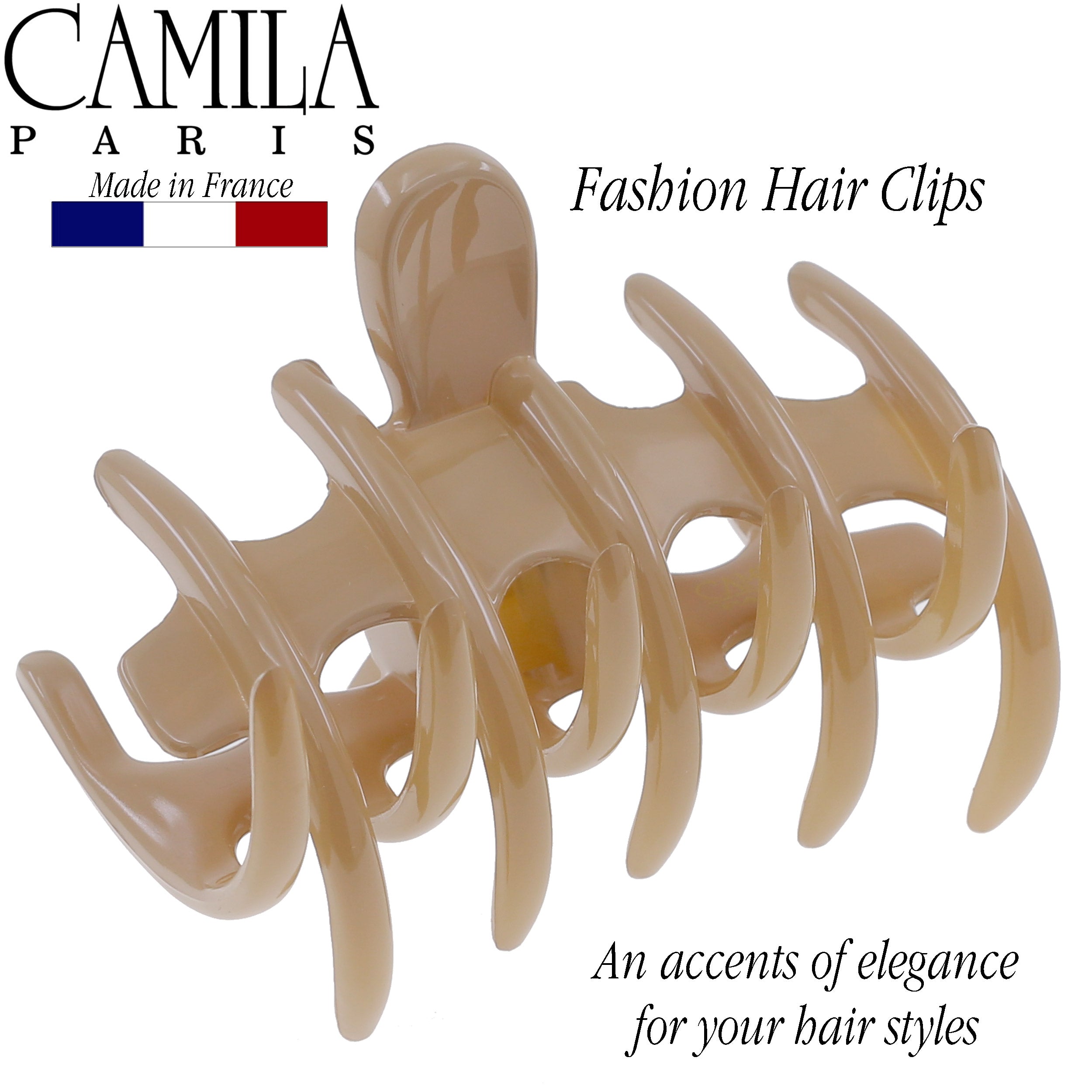 Camila Paris Coral French hair clip cellulose acetate