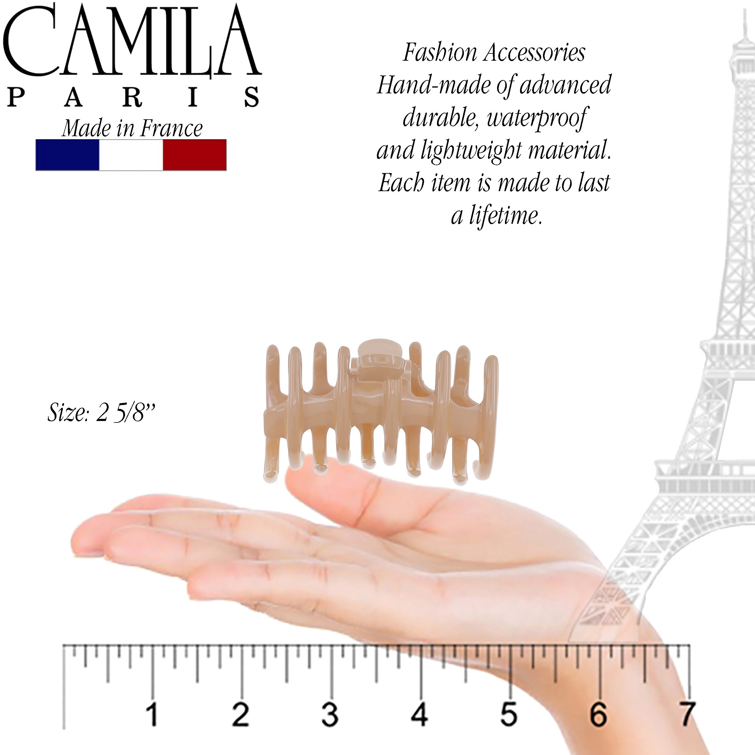 Camila Paris Coral French hair clip cellulose acetate