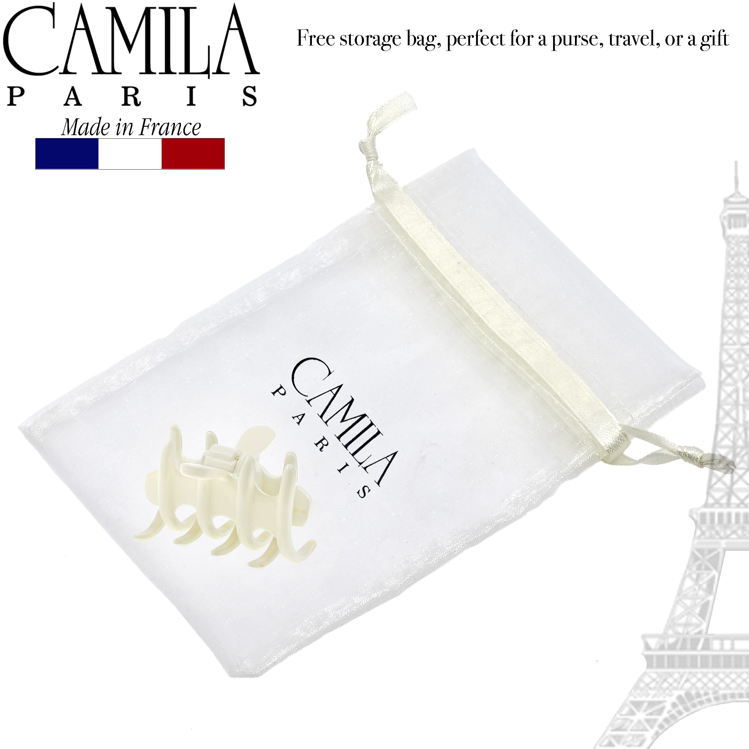 Camila Paris Ivory Coral French hair clip cellulose acetate