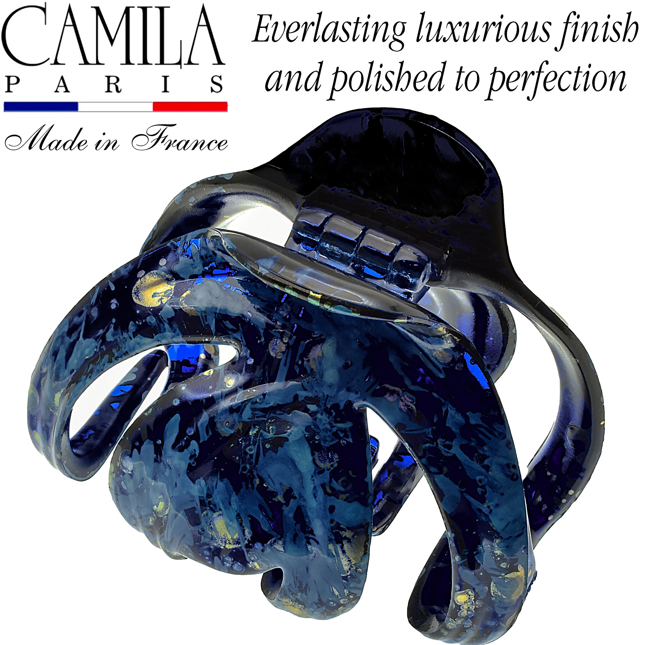 Camila Paris Blue Hand Painted French claw clip cellulose acetate