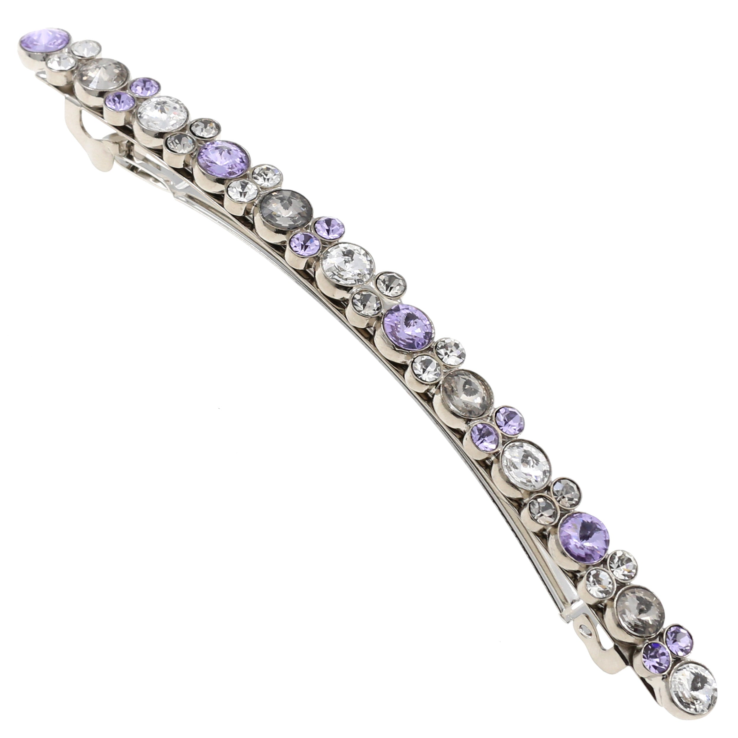 Camila Paris Silver Purple Crystals 1 inch French barrette cellulose acetate handmade
