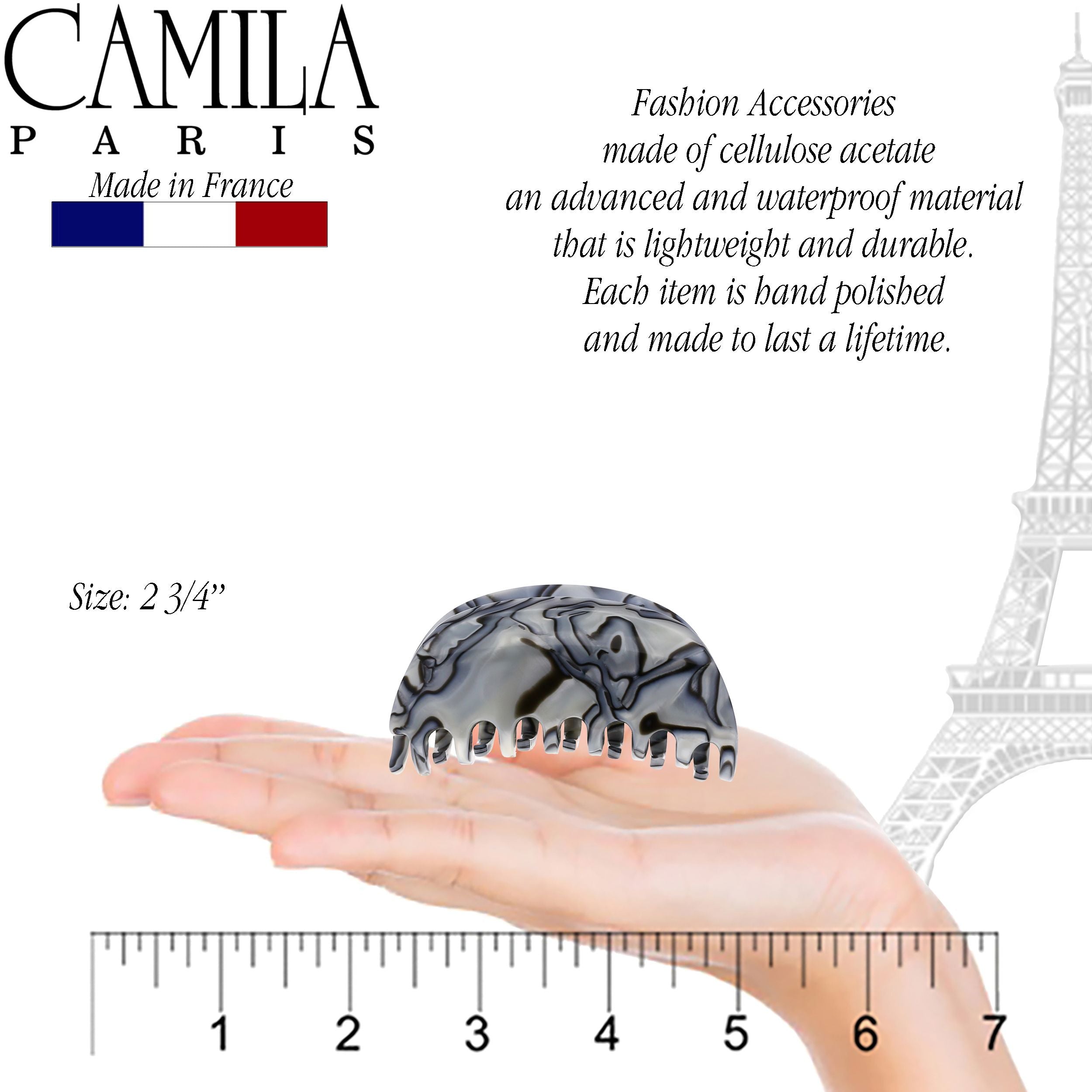 Camila Paris Spring Covered French hair clip cellulose acetate handmade