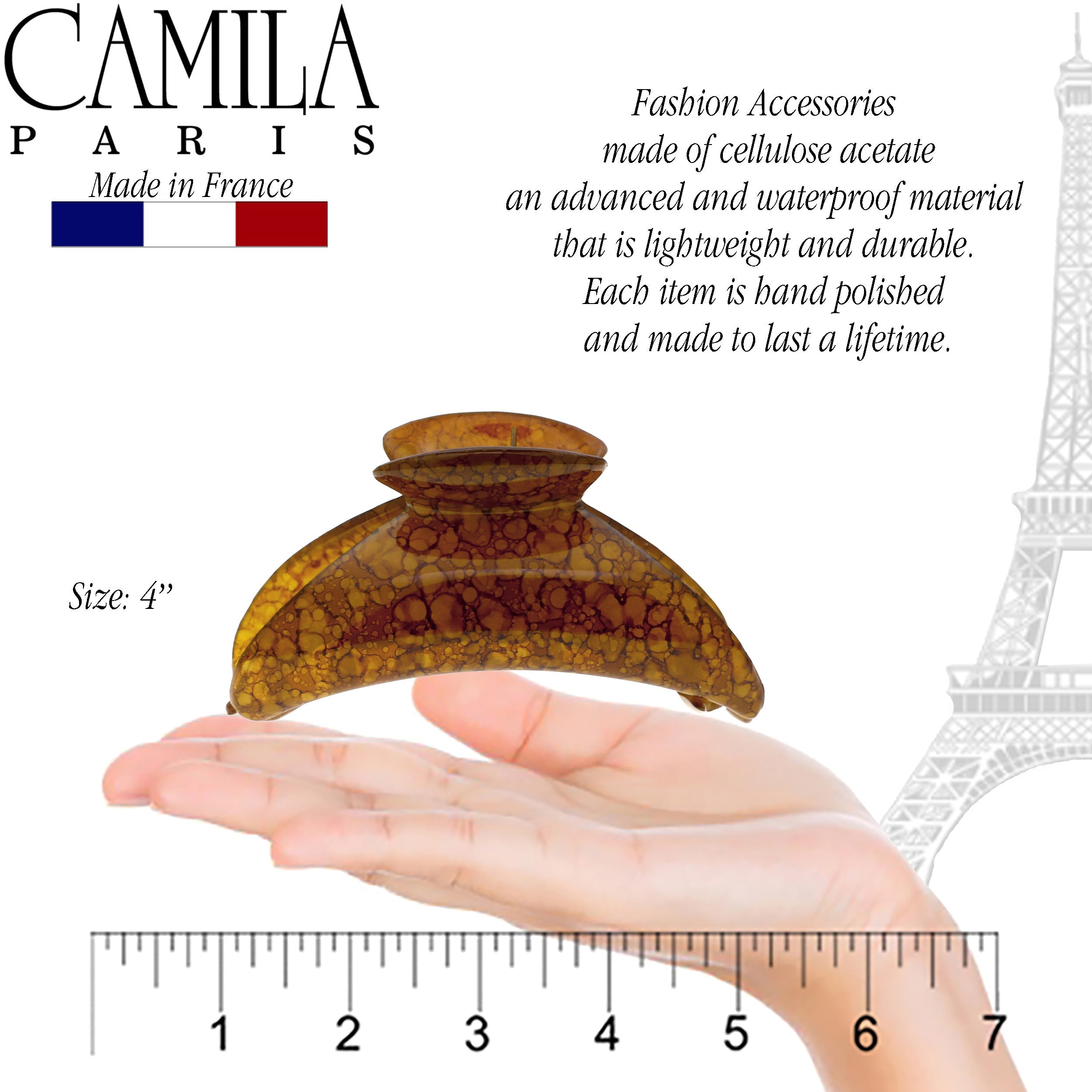 Camila Paris Marble French hair clip cellulose acetate