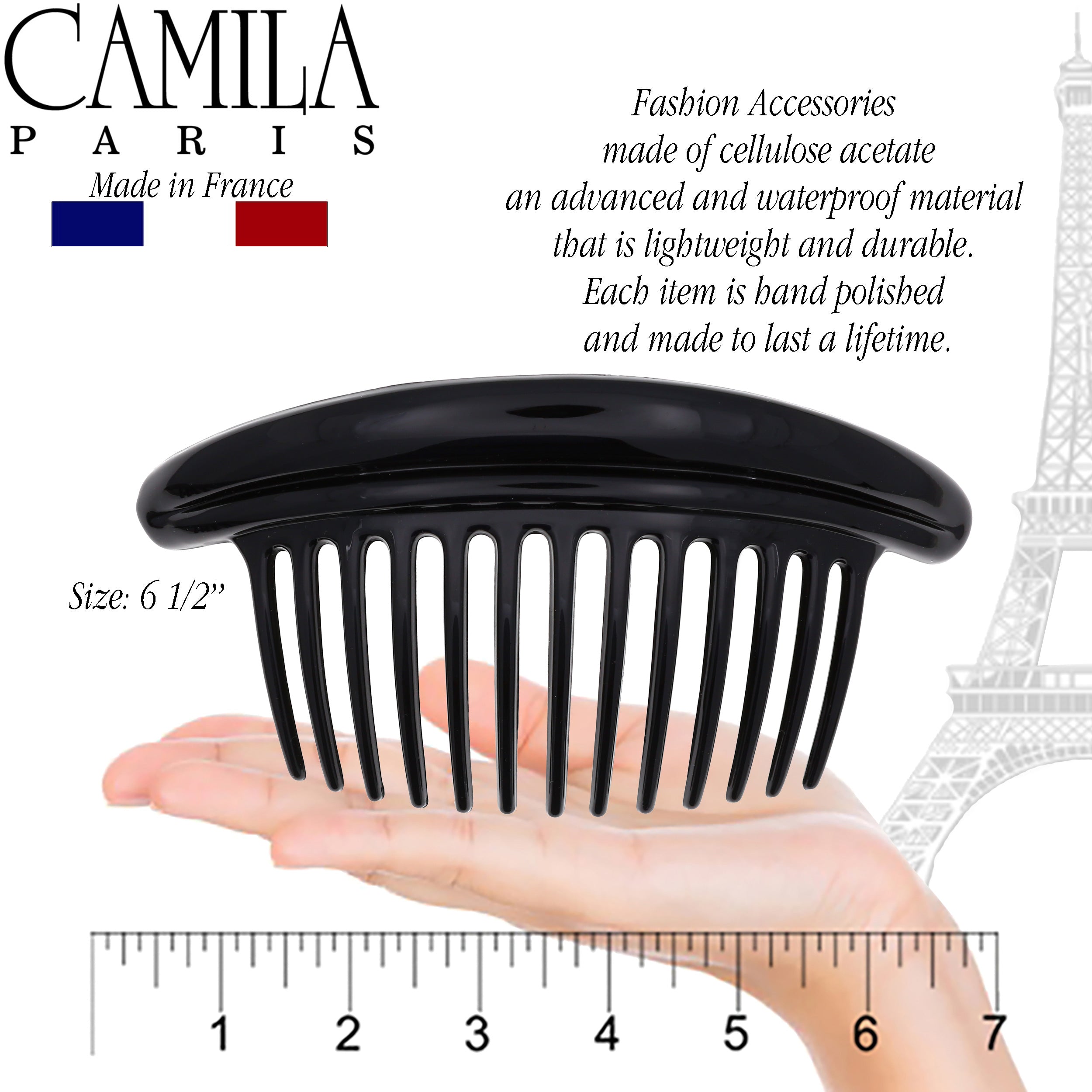 Camila Paris Detangling French side comb cellulose acetate