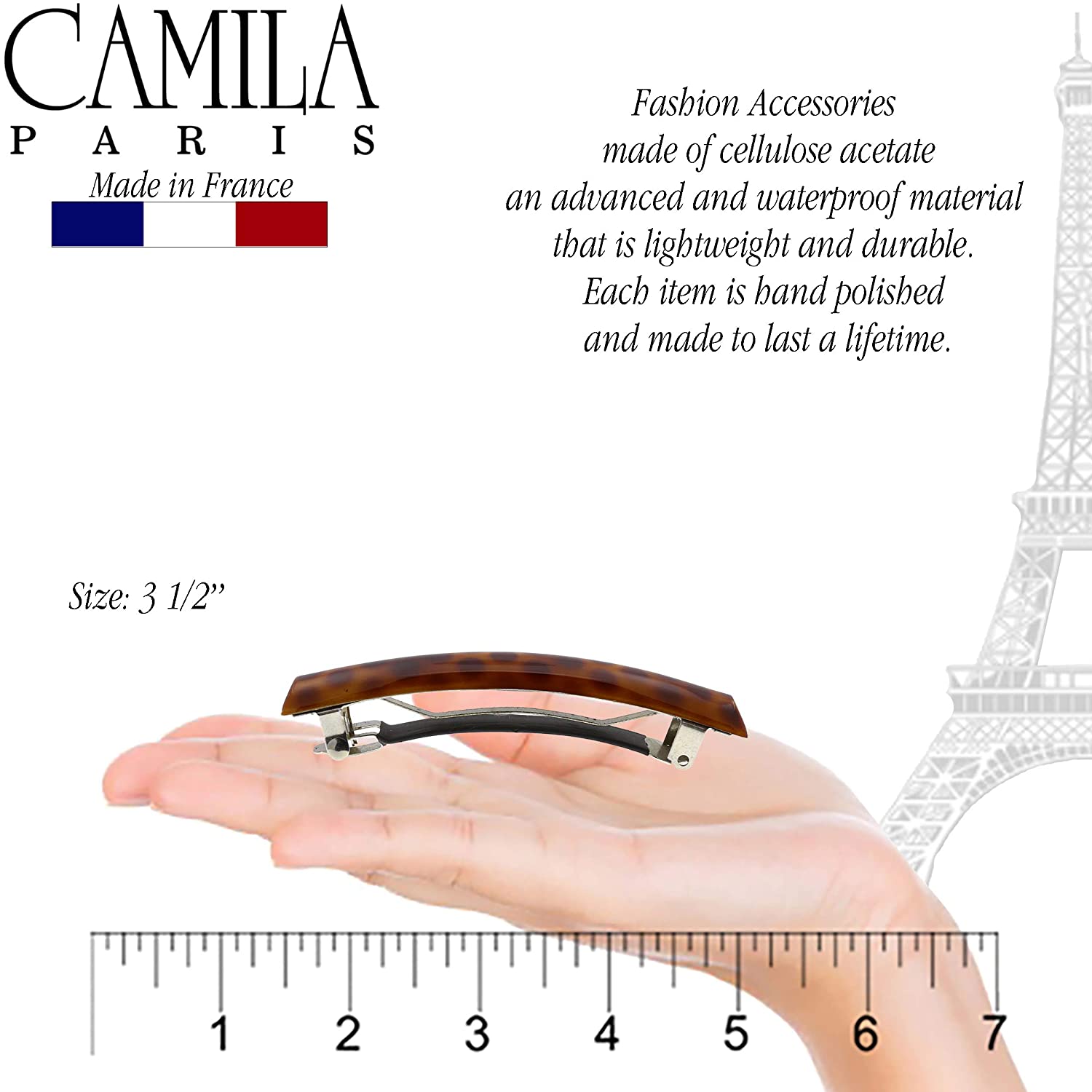 Camila Paris Light Blue French barrette cellulose acetate
