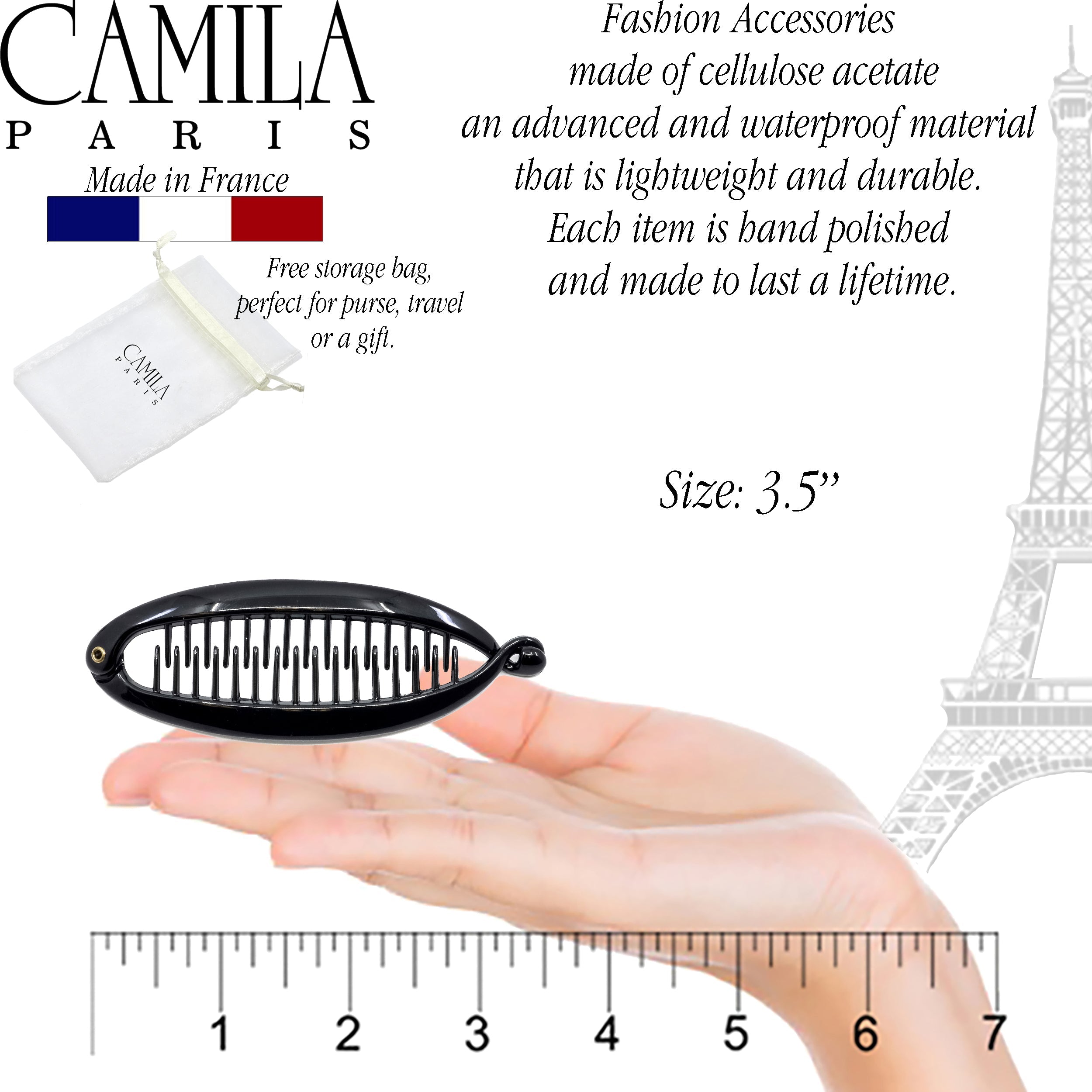 Camila Paris 3.5 Inch French banana clip cellulose acetate
