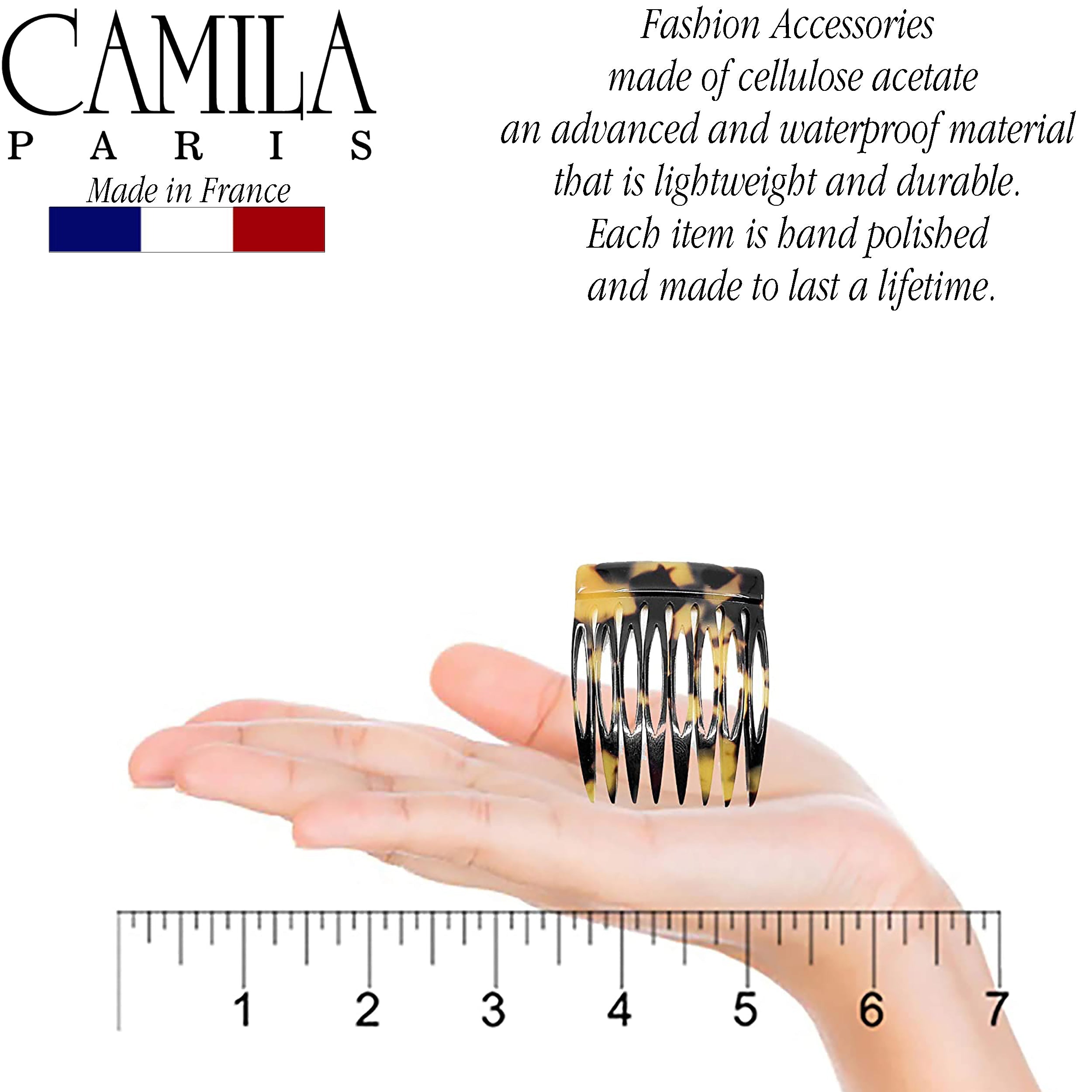 Camila Paris Detangling French side comb cellulose acetate handmade